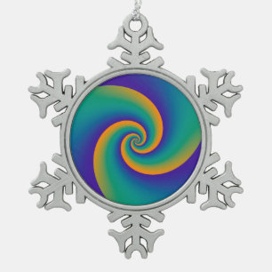 Abstract Background Spirals soft V Snowflake Pewter Christmas Ornament