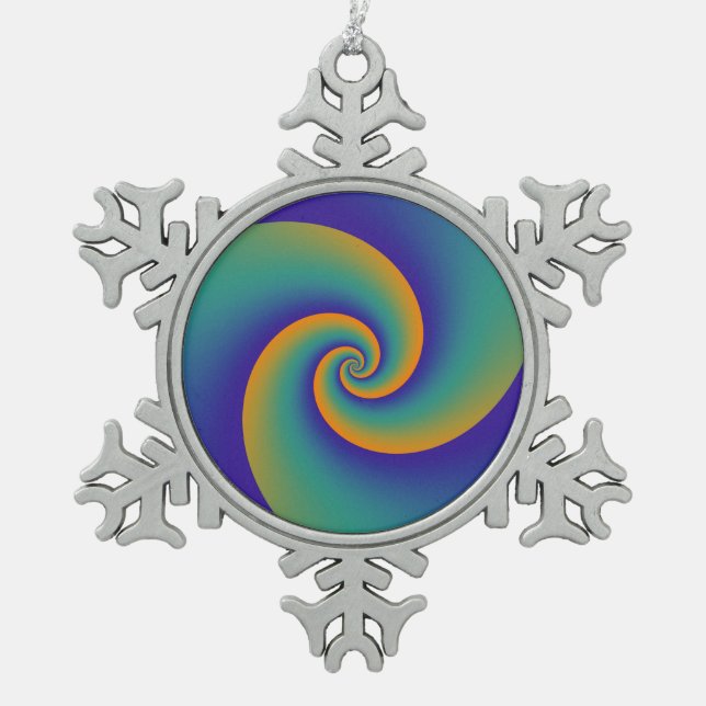 Abstract Background Spirals soft V Snowflake Pewter Christmas Ornament (Front)