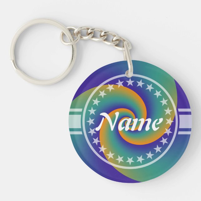 Abstract Background Spirals soft V + your text Key Ring (Front)