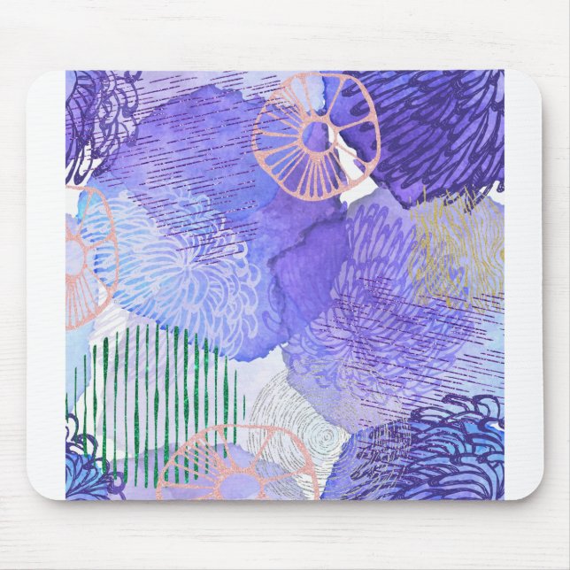 Abstract Background Watercolor Glitter Purple Mouse Pad (Front)