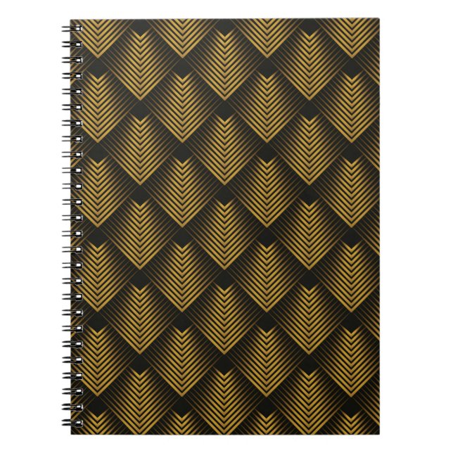 Abstract background with square lines golden colou notebook (Front)