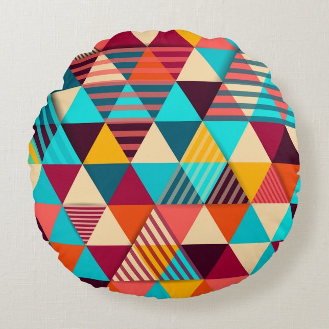 Abstract background with triangle shapes. Modern g Round Cushion (Front)