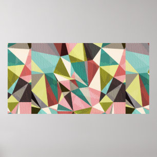 Abstract background with triangles and colourful g poster