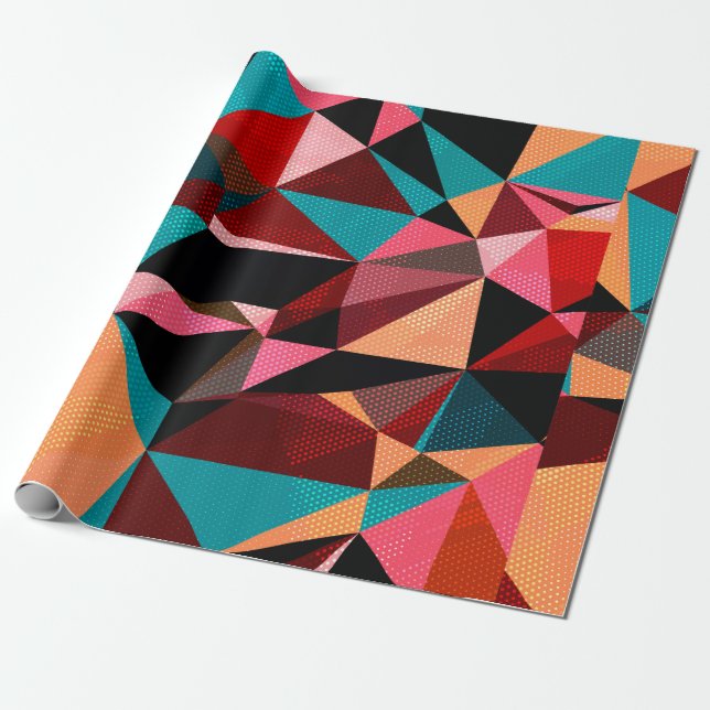 Abstract background with triangles and colourful g wrapping paper (Unrolled)