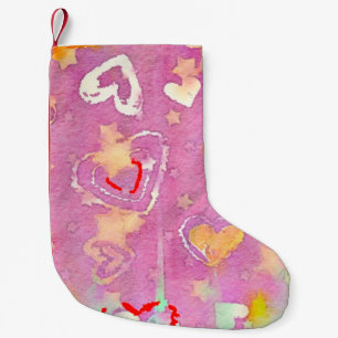 abstract background with watercolor texture, Oil p Small Christmas Stocking
