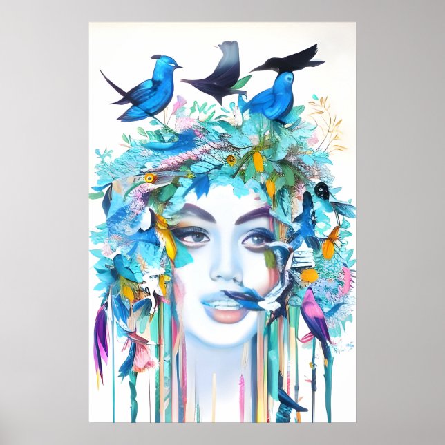 Abstract background with woman face poster (Front)