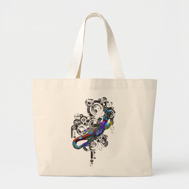 Abstract BALI Gecko Large Tote Bag (Front)