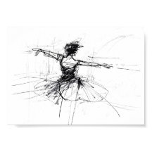 Abstract Ballerina Dancer Sketch - Premium