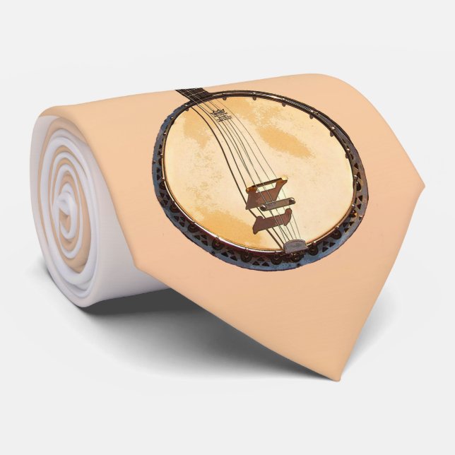 Abstract Banjo Music Instrument Orange Tie (Rolled)