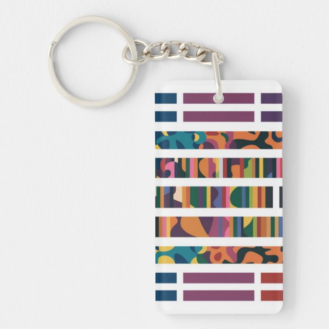 Abstract Bar Code Art Key Ring (Front)