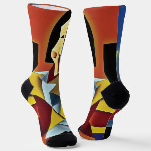 Abstract Bartender Cubist Socks
