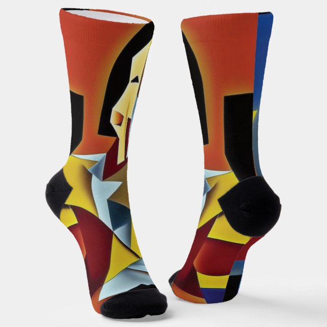 Abstract Bartender Cubist Socks (Angled)
