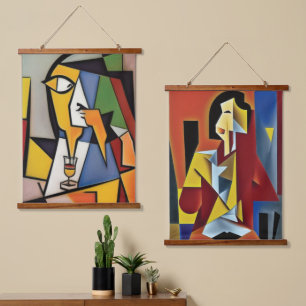 Abstract Bartender Cubist Wall Tapestry