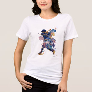 Abstract Baseball Player Fluid Ink Watercolor Tri-Blend Shirt