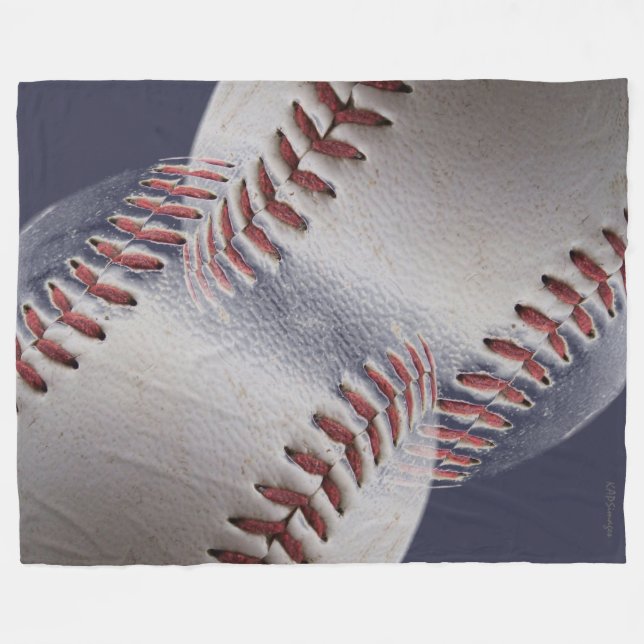 Abstract Baseballs (blue background) Fleece Blanket (Front (Horizontal))