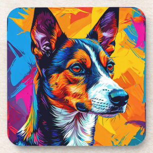 Abstract Basenji Dog Portrait Coaster