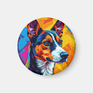 Abstract Basenji Dog Portrait Magnet