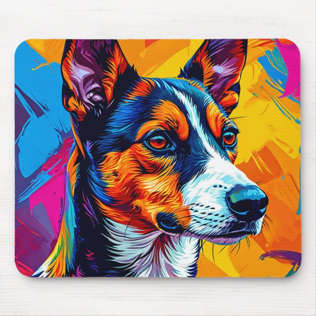 Abstract Basenji Dog Portrait Mouse Pad (Front)