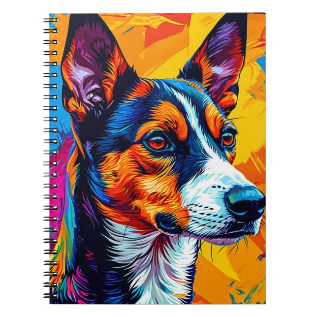 Abstract Basenji Dog Portrait Notebook (Front)