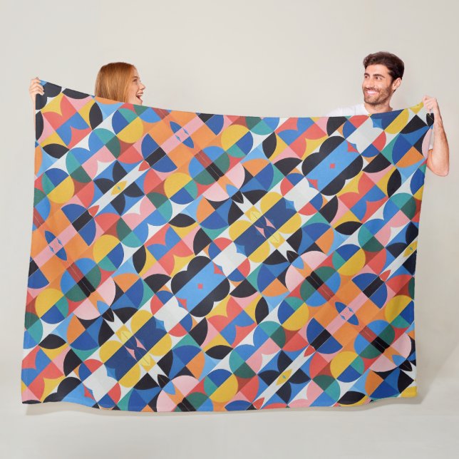 Abstract Bauhaus Geometric Art Fleece Blanket (In Situ)