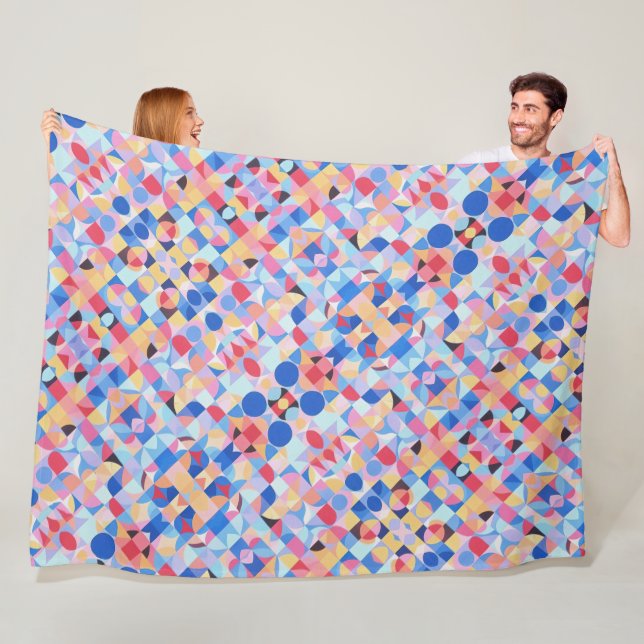 Abstract Bauhaus Geometric Art Fleece Blanket (In Situ)