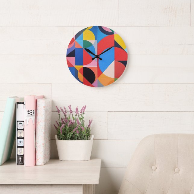 Abstract Bauhaus Geometric Art Large Clock (Reading Room)