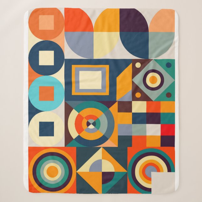Abstract Bauhaus geometric pattern Sherpa Blanket (Front)