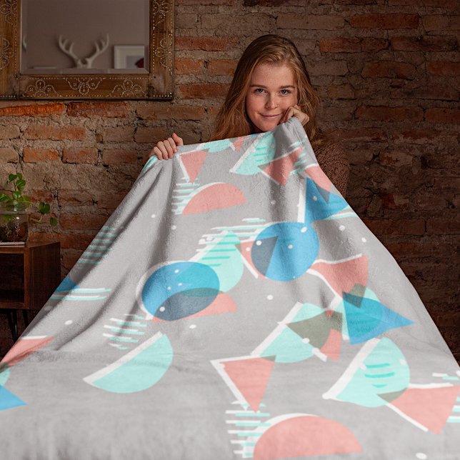 Abstract Bauhaus Half Circles Mod Pop Art Pattern Fleece Blanket (Creator Uploaded)