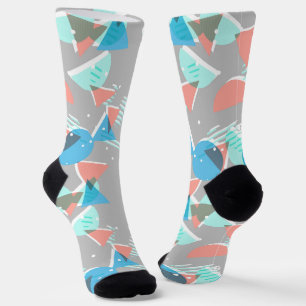 Abstract Bauhaus Half Circles Mod Pop Art Pattern Socks