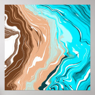 Abstract Beach Fluid Art   Poster