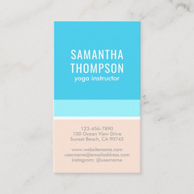 Abstract Beach Modern Minimalist Vertical Plain Business Card (Front)