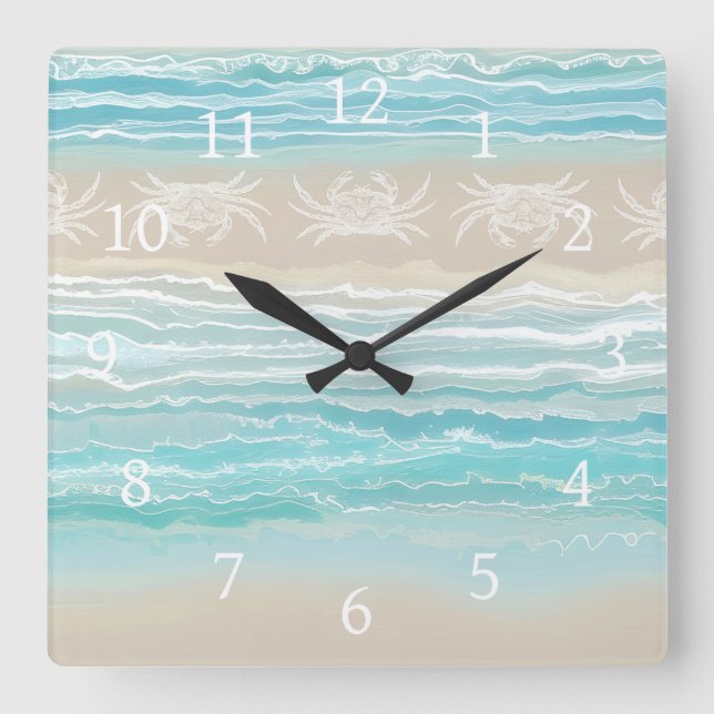 Abstract Beach Ocean Design 292 Crab Square Wall Clock (Front)