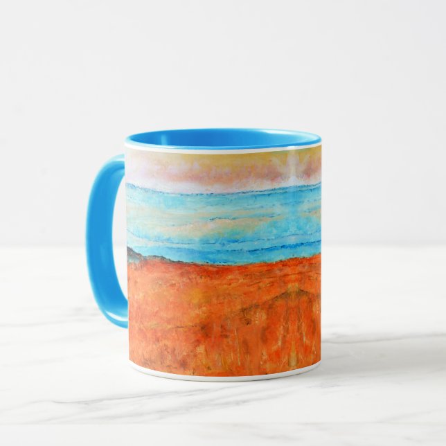 Abstract Beach Orange Blue Art Mug (Front Left)