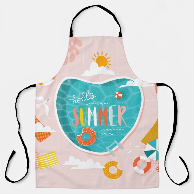 Abstract beach pool summer illustration apron (Front)