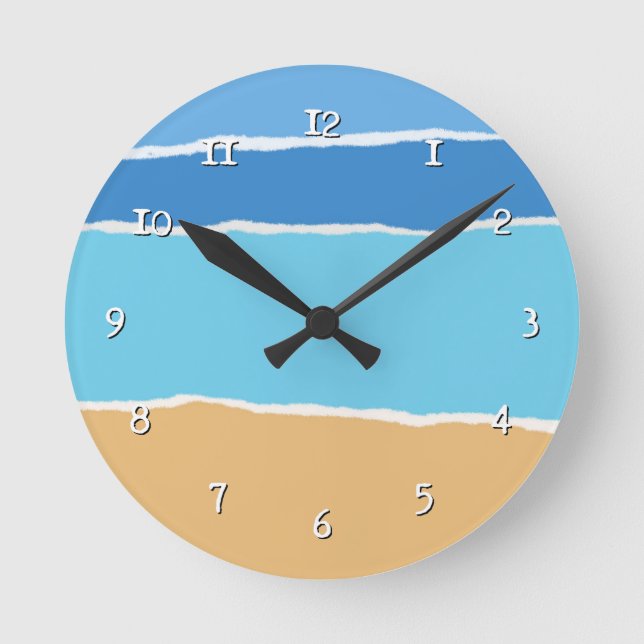 Abstract beach, sea and sky round clock (Front)