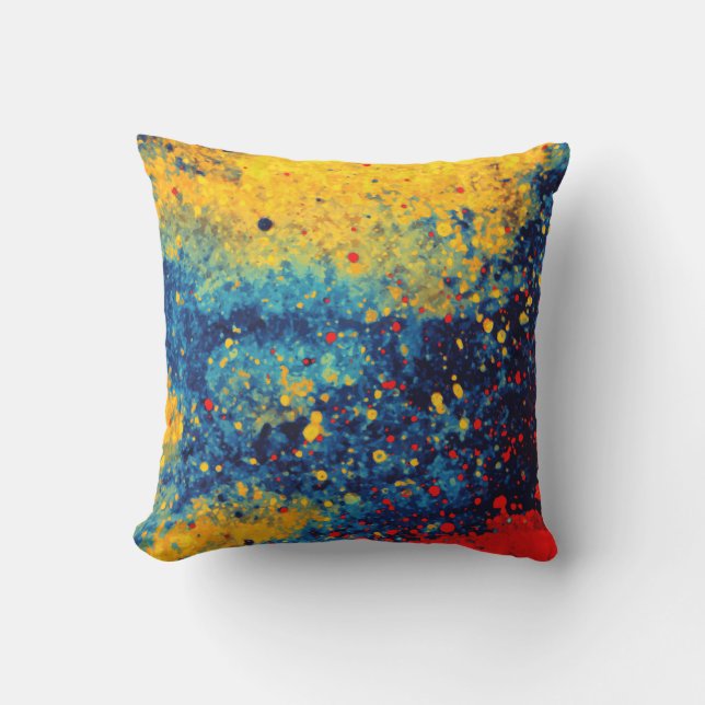 Abstract Beach Summer Holiday Paint Splatter Art Outdoor Cushion (Front)