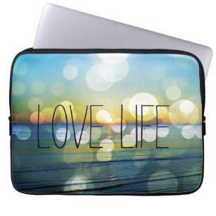 Abstract Beach Sunrise with Quote Laptop Sleeve