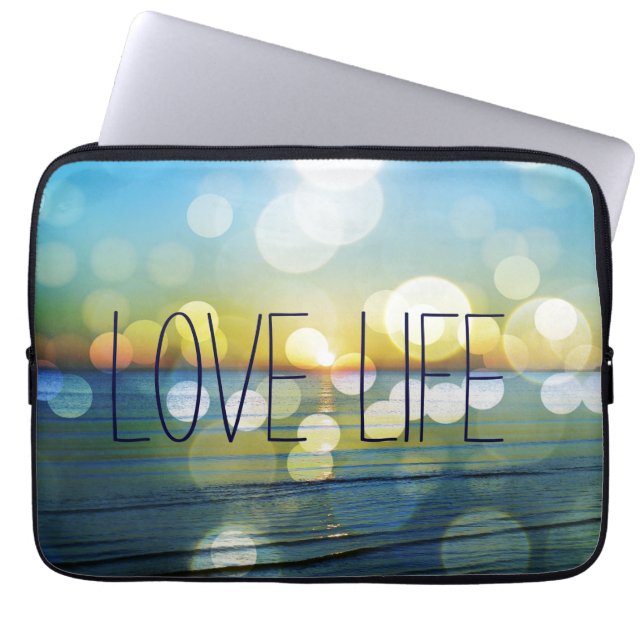Abstract Beach Sunrise with Quote Laptop Sleeve (Front)