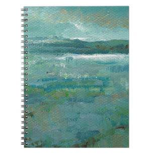 Abstract Beach Teal Green Gold Art Notebook