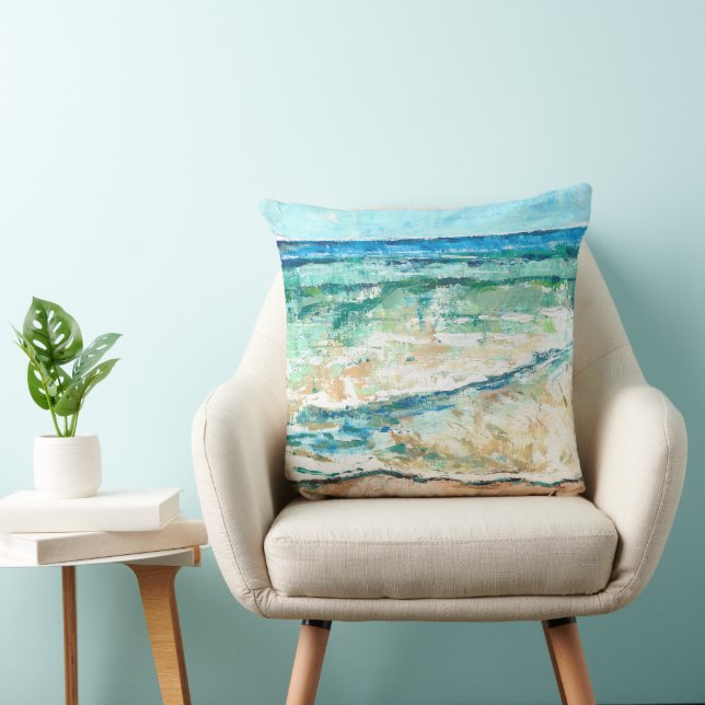 Abstract Beach Teal Waves Cushion (Chair)