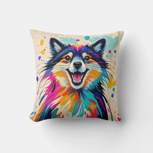 Abstract bear cute funny happy animal art  cushion