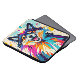 Abstract bear cute funny happy animal art  laptop sleeve