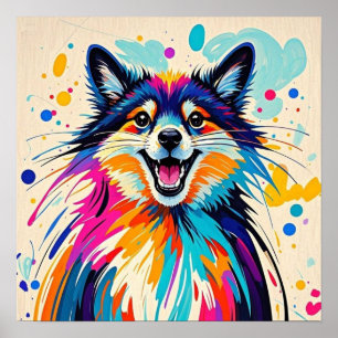 Abstract bear cute funny happy animal art  poster