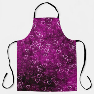 Abstract beautiful hearts on distressed purple bac apron