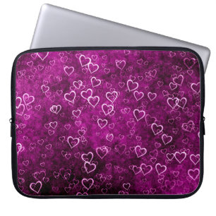 Abstract beautiful hearts on distressed purple bac laptop sleeve