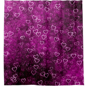 Abstract beautiful hearts on distressed purple bac shower curtain