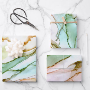 Abstract Beautiful Jade Green Blush Pink Wrapping Paper Sheet