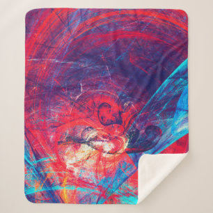 Abstract beautiful red and blue bright color backg sherpa blanket
