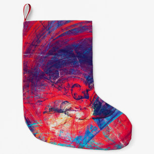 Abstract beautiful red and blue bright color backg small christmas stocking