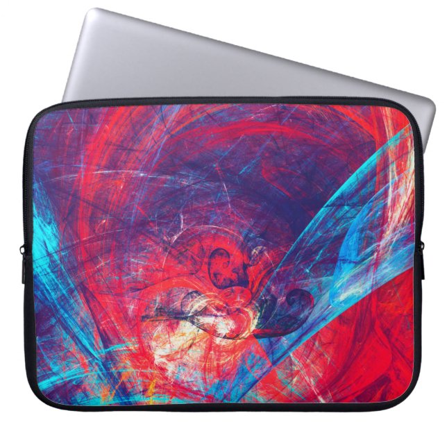 Abstract beautiful red and blue bright colour back laptop sleeve (Front)